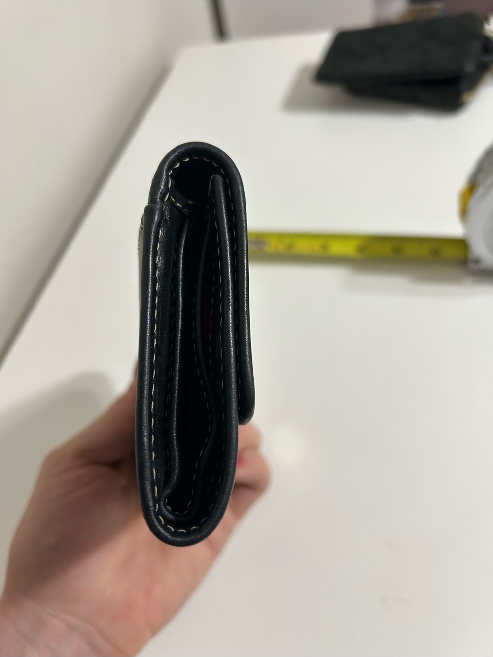 Dooney and Bourke Black Smooth Leather Fold Over Wallet - Picture 4 of 10